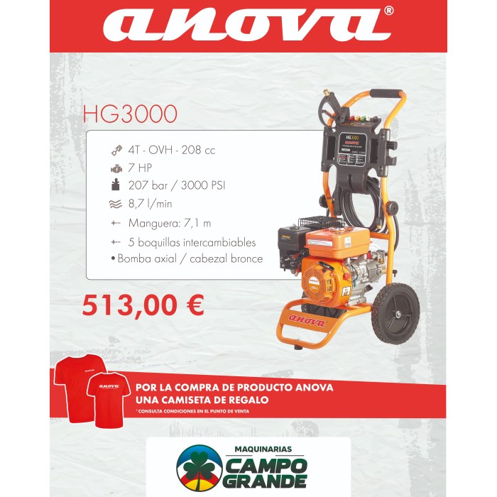 HIDROLIMPIADORA ANOVA GASOLINA 207Bar 3000PSI